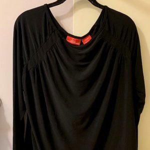 Pretty (& flattering) Black Oscar de la Renta Long-sleeve Top, Polyester/Spandex